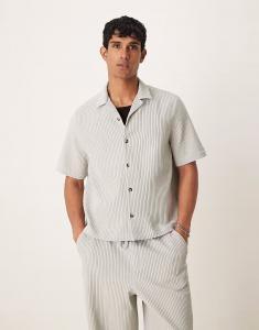 Рубашка свободного кроя со складками и отложным воротником серого цвета от ASOS DESIGN - часть комплекта