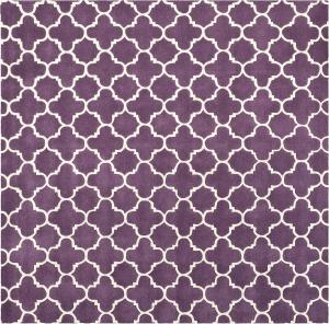 Ковер SAFAVIEH, 267 x 267 см, Chatham Collection, Purple & Ivory, ручной работы Quatrefoil Trellis из шерсти, идеален для помещений с высокой проходимостью в гостиной, спальне (CHT717F)