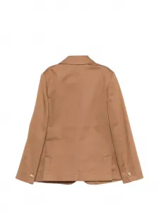 Пиджак с накладным карманом и пуговицами Fay Kids, коричневый