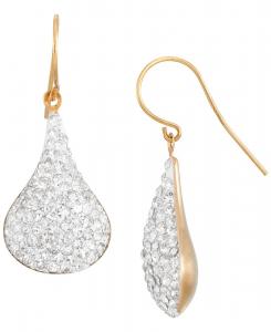 Серьги-подвески в форме капли, инкрустированные кристаллами, в оправе из 14-каратного желтого золота поверх стерлингового серебра Macy's, Yellow