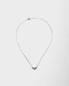 Колье Eternal Gold Nano Heart из белого золота с выращенным в лаборатории бриллиантом Prada, серебряный