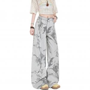 NEVER RULE Джинсы Unisex White Gray Moderate Wide Leg