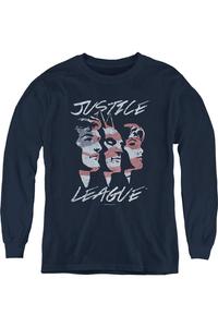 Футболка с длинным рукавом Justice League of America "Справедливость для Америки" молодежная Gildan, темно-синий