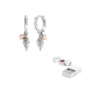 Pandora Сережки из стерлингового серебра с позолотой 14K Rose Gold для женщин серебристые