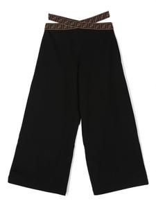 Брюки широкого кроя с логотипом Fendi Kids, черный