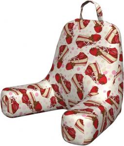 Наволочка для подушки для чтения Lunarable Dessert, с рисунком в виде кусочков клубничного чизкейка в горошек, мягкая, без наполнителя, размер S, разноцветная., Multicolor