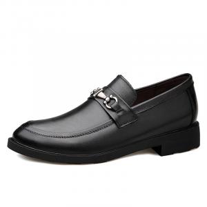 Лоферы мужские кожаные туфли со скрытой танкеткой DILIKAN, Black