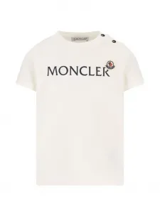 Футболка с короткими рукавами и логотипом Moncler Enfant, бежевый