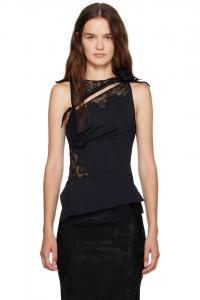 Кружевный топ с цветочным узором Coperni, черный
