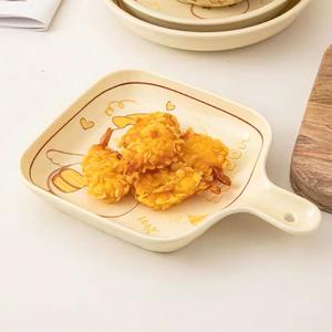 Ceramics Набор посуды Cute Duck с тарелкой и миской, керамический сервиз для дома с чашей, тарелкой, палочками и формой для выпечки с одной ручкой, 23 см, 1 предмет