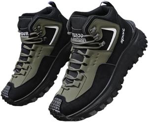 Мужские водонепроницаемые походные ботинки, легкие, с нескользящей подошвой, низкие треккинговые кроссовки для походов, кемпинга, альпинизма и туризма Generic, черный/зеленый