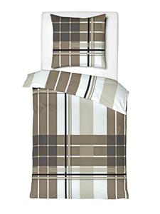 Комплект постельного белья из 2 предметов из сатина, 135x200 см, клетчатый рисунок, коричневый цвет JACK, 135x200 см
