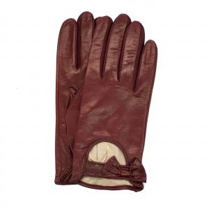 Кожаные водительские перчатки с бантом Portolano, цвет tokay