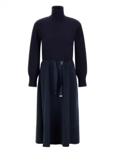 Платье с воротником-гольф и кулиской Herno, синий