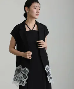 Кружевной жилет - Свадебное платье для вечеринки, вечернее платье Pourvous, цвет Black X White