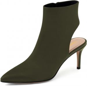 Женские ботильоны Tang'scuisins с заостренным носком и разрезом на щиколотке, высокие шпильки с боковой молнией, модные стильные зимние и осенние туфли, размеры US 4-16, Olive Green