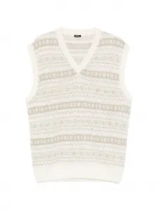 Топ с V-образным вырезом и узором Kiton, бежевый