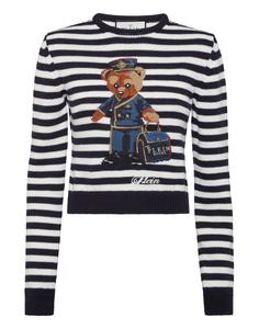 Полосатый свитер с круглым вырезом Тедди Дверной человечек Philipp Plein, темно-синий
