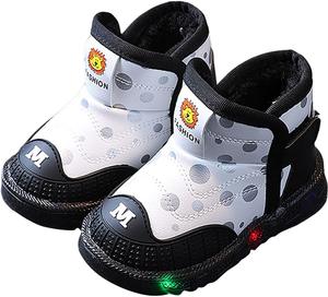 Зимние сапоги для девочек, утепленные искусственным мехом, снегоступы, ботильоны на молнии, водонепроницаемые, противоскользящие, для походов, размер 2-10 лет Generic, Beige