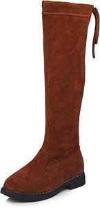 Молодежные замшевые высокие ботинки с боковой молнией, шнуровкой на спине, с меховой подкладкой, выше колена, зимние ботильоны VINIGIAGIA, Brown