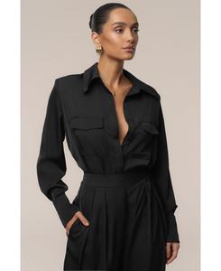 Женская рубашка Misty Button Up стандартного размера JLUXLABEL, Black