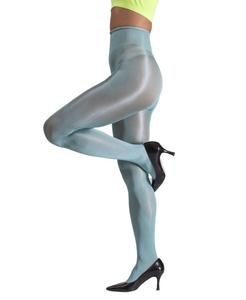 Женские блестящие шелковистые полупрозрачные колготки с высокой талией, плотность 40 ден, артикул SKU11003-BL LECHERY, Green