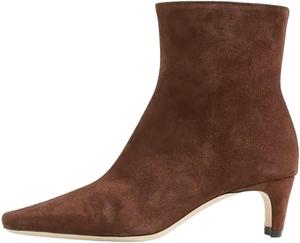 Женские модные ботильоны Miss Left с боковой молнией, низким каблуком, квадратным носком, зимние, для вечеринок и повседневной носки, размер 4-16 US, Saddle Brown-Suede