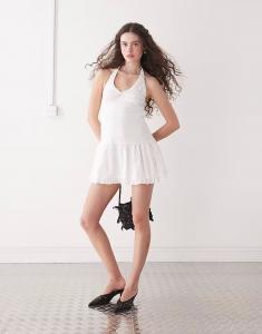 Motel felicia вязаное крючком мини-платье с бюстом белого цвета
