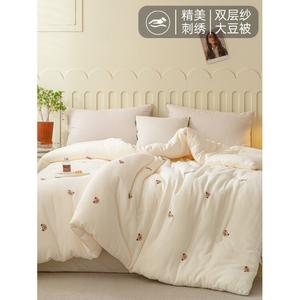 Disney Одеяло из соевого волокна 150х200 см, 4 кг, двойной слой марли, вышивка медведь