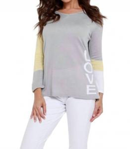 Топ с V-образным вырезом «love Me» серо-желтого цвета ANGEL