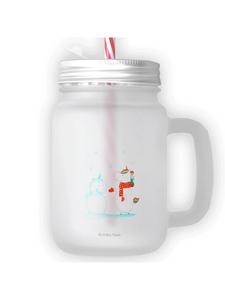 Стакан для питья в банке Мейсона, единорог-снеговик, без слов, прозрачный Mr. & Mrs. Panda
