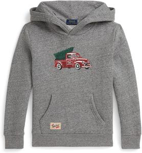 Толстовка с капюшоном из флиса с принтом грузовика Polo Ralph Lauren Kids, Collegiate Heather