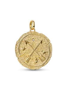 Большой медальон-подвеска Скрещивающиеся стрелы Pandora, 14-каратное золотое покрытие