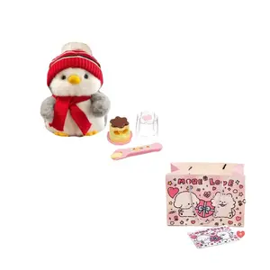 Мягкий и очаровательный пингвин, кукла плюшевая кукла 20см высота Ten Thousand Children's Music, Winter Wear Penguin[Red]+Jelly Pudding