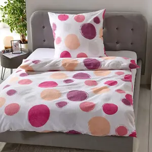 Комплект постельного белья Dream Sleep из сирсакера с цветными кругами, 160x210 см + 65x100 см Traumschlaf