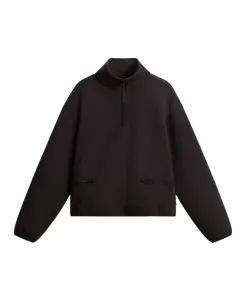 Черный хлопковый свитер на молнии Woolrich, черный