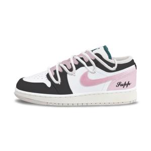 Jordan Air 1 Black Pink Cream Puff кожаные детские баскетбольные кроссовки низкие с противоскользящей и износостойкой подошвой