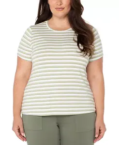 Футболка Liverpool Plus Size в полоску с круглым вырезом, классическая Liverpool Los Angeles, мультиколор