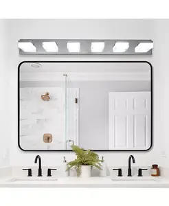 Современный хромированный светодиодный светильник Streamdale на 6 ламп для зеркала в ванной комнате и туалетного столика Streamdale Furniture, chrome