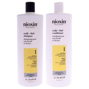 Набор System 1 Duo от Nioxin для мужчин и женщин - 2 x 33,8 унции шампуня и кондиционера, прозрачный