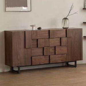 Mikemijia Комод 180х40х90 см для гостиной и прихожей из массива дерева в винтажном стиле, несколько ящиков, цвет орех