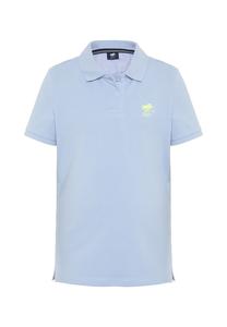 Рубашка-поло в базовом стиле с пришитыми лейблами POLO SYLT, цвет 16-3922 Brunnera Blue