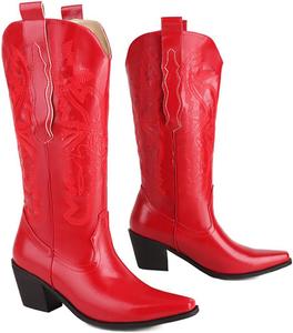 Женские ковбойские сапоги Artykey, ковбойские сапоги средней высоты, классические вышитые сапоги с заостренным носком и массивным каблуком, коричневые и черные