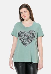 Футболка Ulla Popken SHORT SLEEVE GRAPHIC , Dark Sage/Dark Green