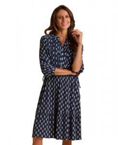 Женское платье в альпийском стиле с рукавами 3/4 и завязками на талии Brakeburn, Navy