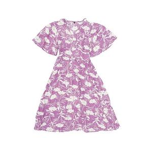 Летнее платье миди с цветочным принтом и рукавами-фонариками Inspire Chic, Purple