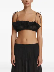 Топ с рюшами и завязками на бретелях Pnk, черный