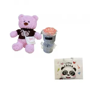 Плюшевая кукла медведь свитер мультяшный рюкзак высота 30см Bitter purchase, розовый/розовый