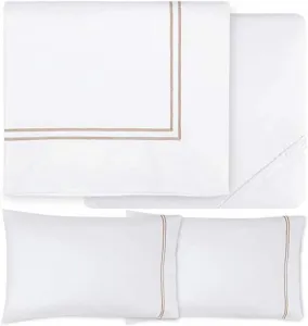 Комплект постельного белья Sferra Grande Hotel - King - Белый /Темно-серый, White/Taupe