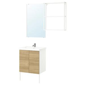 Комбинация для ванной ENHET IKEA, 64x43x87 см, цвет white/oak effect